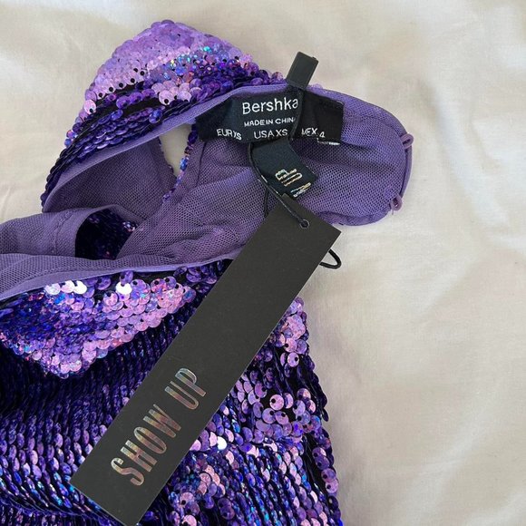 bershka purple sequin dress Women Sequins Dress, Violet